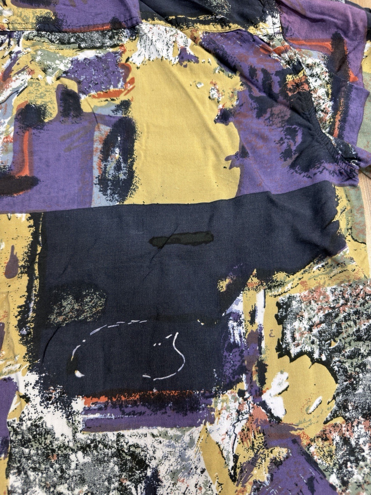 Vintage 90s Campus XL Abstract Art Multicolored Button Down Short Sleeve Shirt