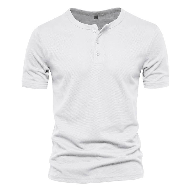 Men’s short sleeve casual slim fit color button henley shirt sportswear