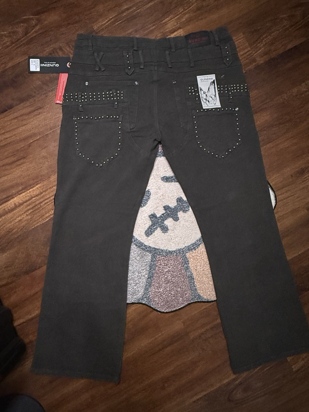 Gunzinii Denim & Co. Studded Charcoal Jeans Size 42 Men NWT