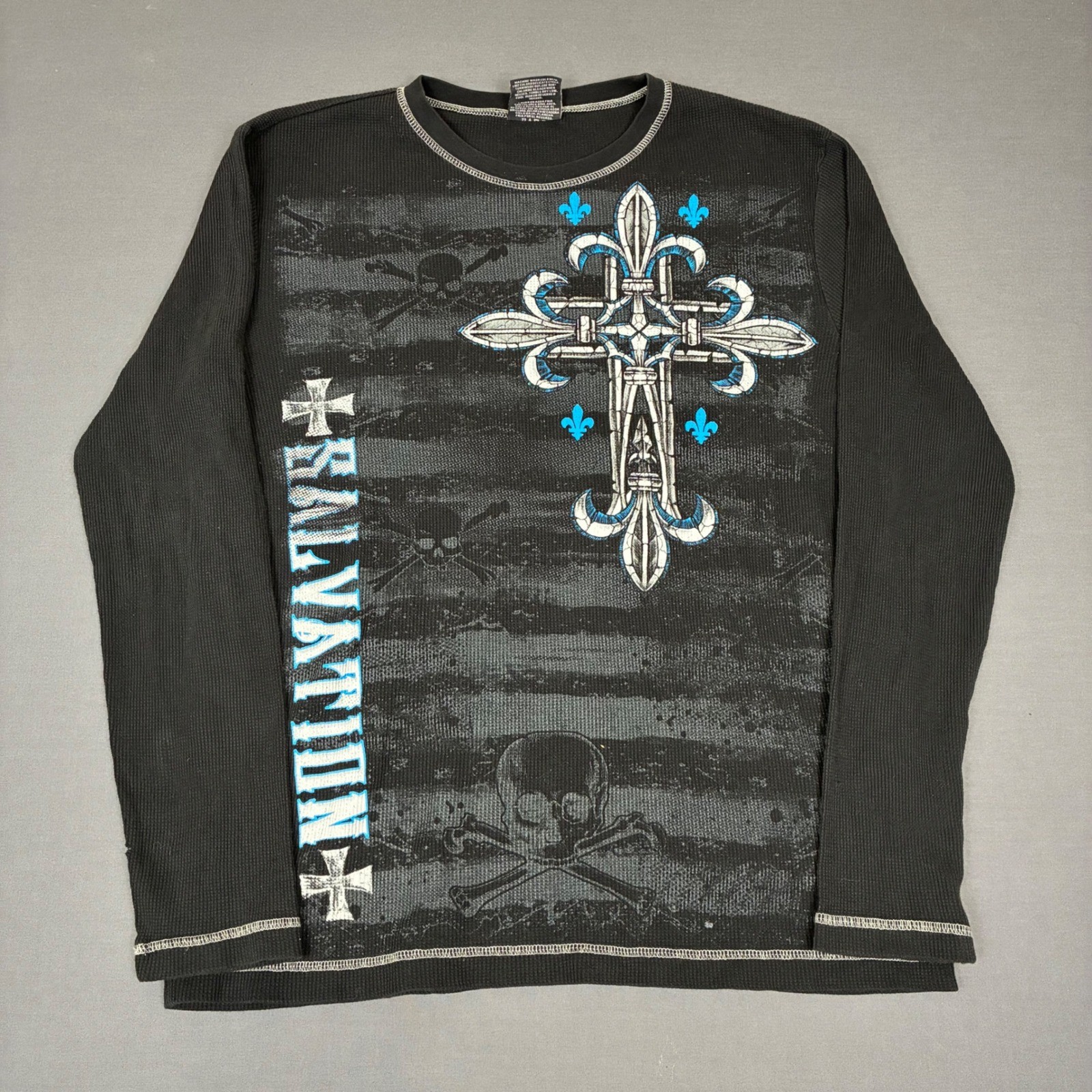 Y2K No Boundaries Cross Wing Thermal Long Sleeve Shirt Men’s Size Large Black