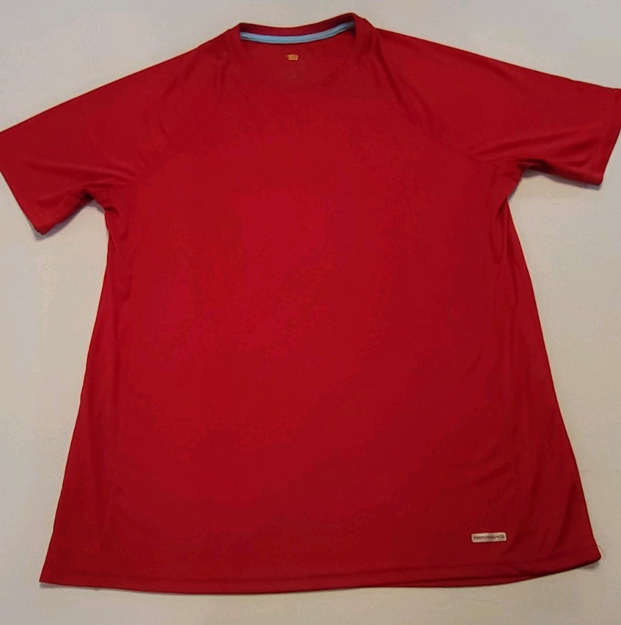 Tek Gear Dry Tek Mens T-shirt Red Crew Neck Activewear Sz XL Golf Wear Sports