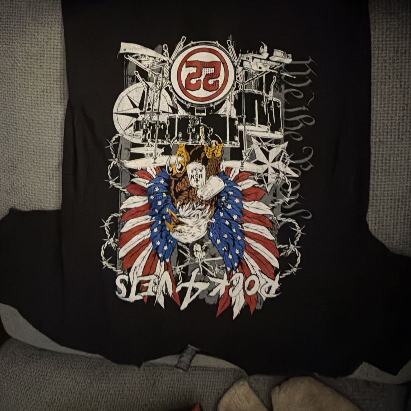Tultex Gold Rock 4 Vets Music Festival Men’s L Black Graphic Cotton Crew Tee