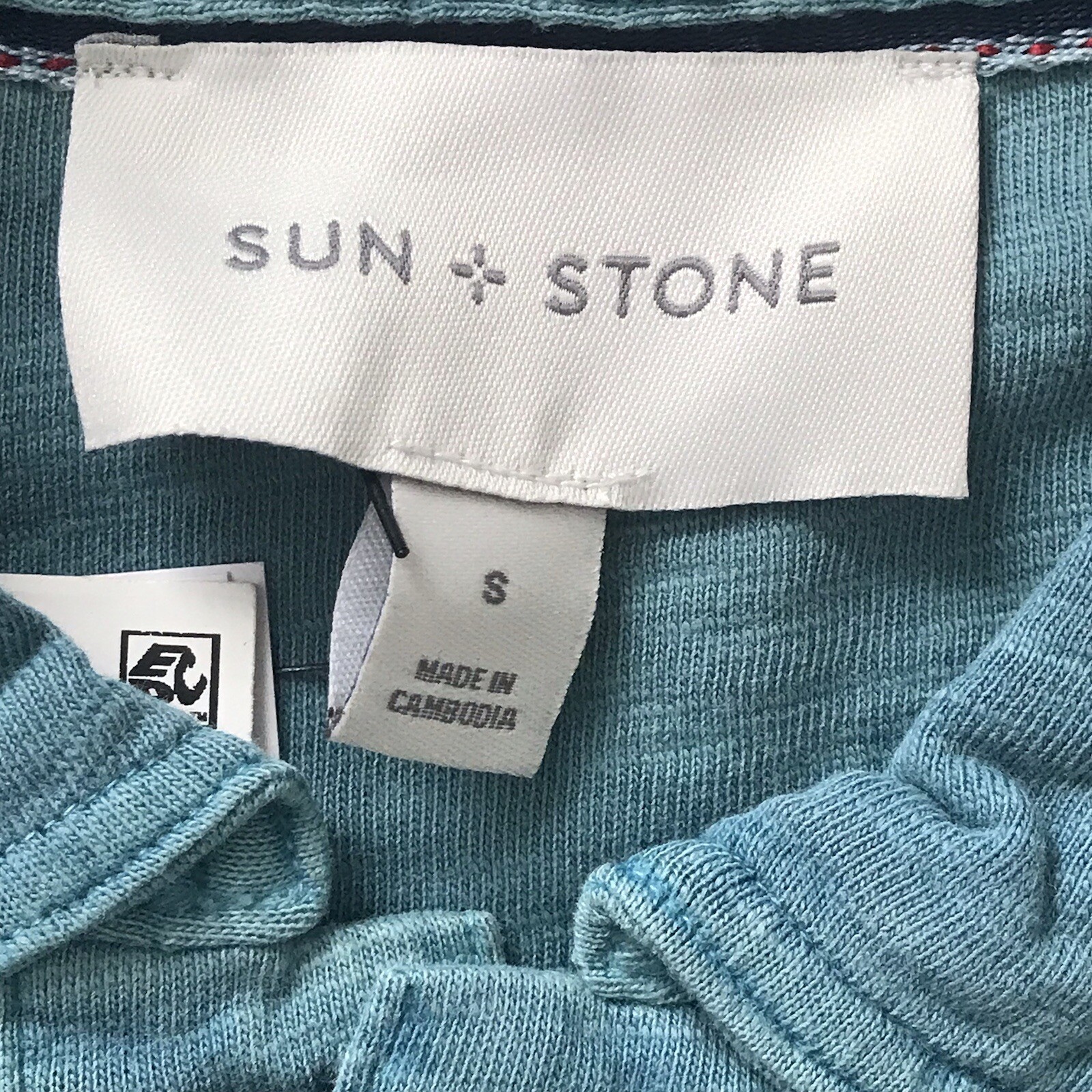 Sun + Stone Polo Shirt Mens S Aquatic Blue Short Sleeve NWT