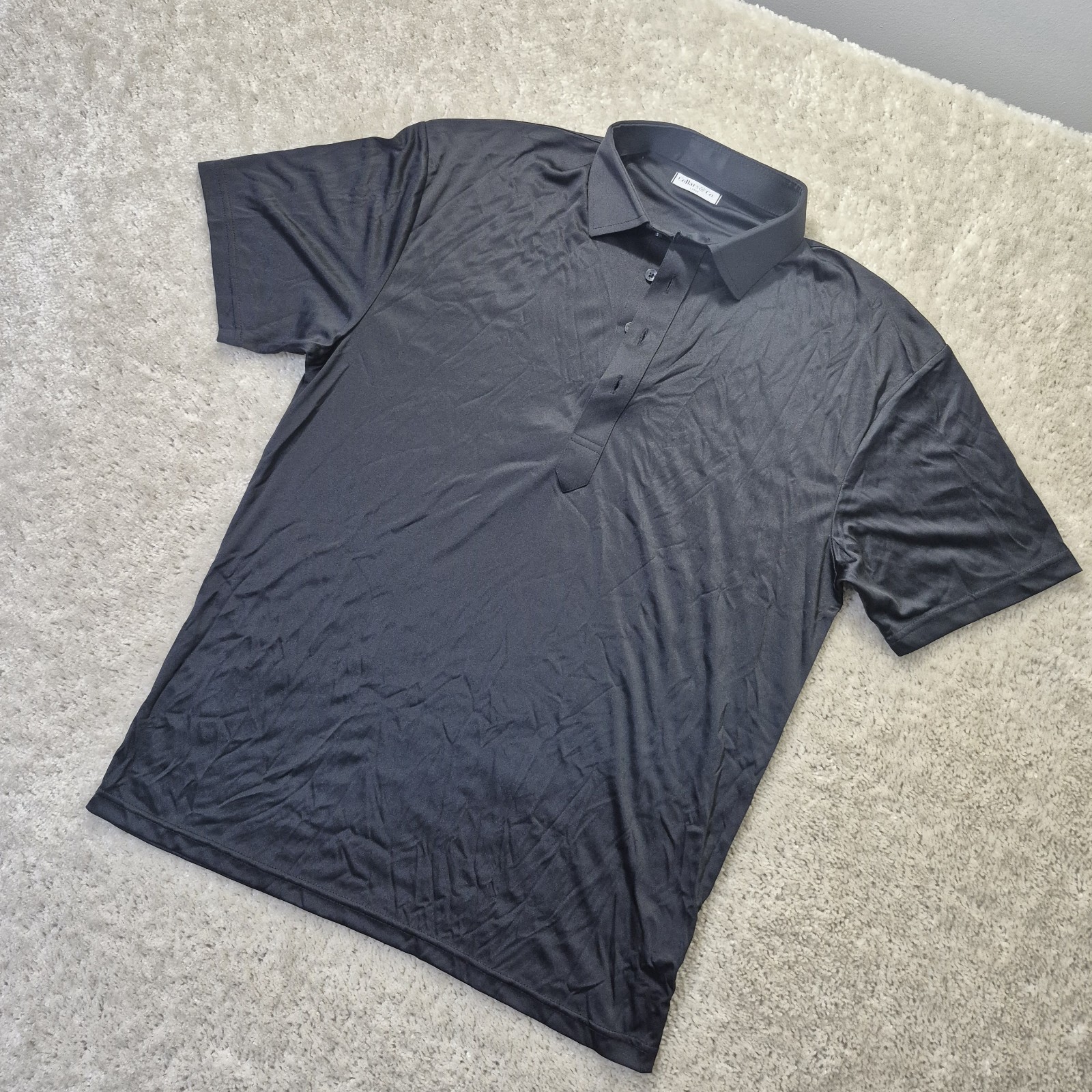 Collars and Co Dress Collar Polo Shirt Mens Large Black Performance Office Golf