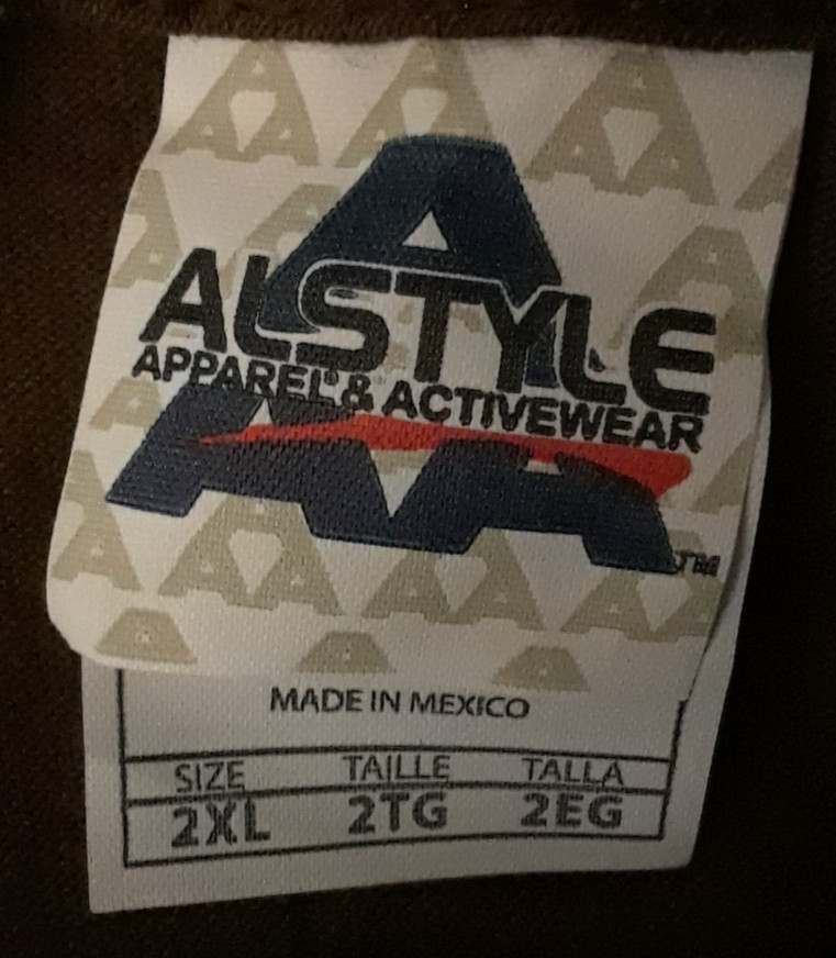 Alstyle Apparel Men 2XL Brown Short Sleeve T Shirt Mexico NWOT Cotton