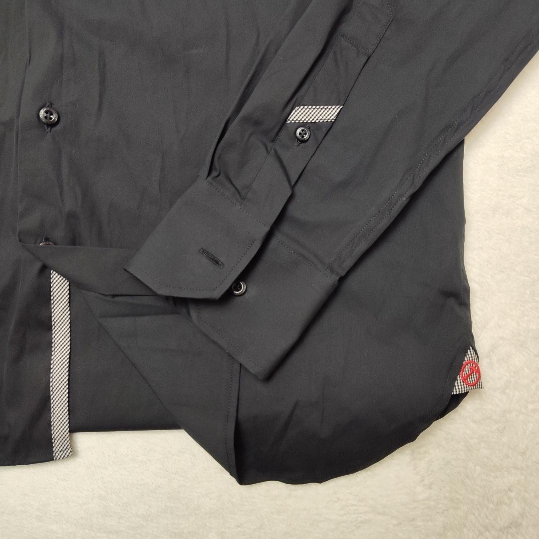HammerMade Shirt Mens 16.5 Black Slim Fit Dress Long Sleeve Contrasting Trim