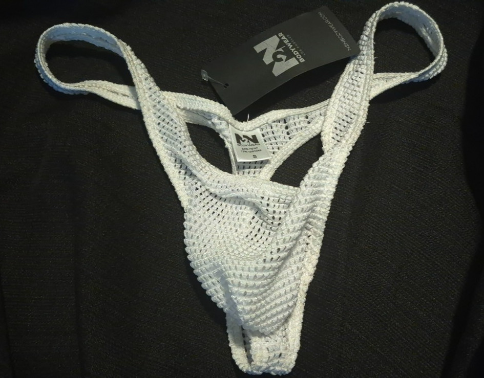 N2n rare snow white mesh thong bulge pouch see thru small wvwvwv k52