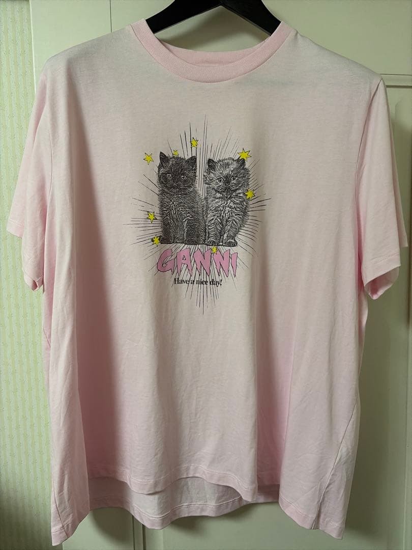 GANNI Cat Print T-Shirt 2XL Unused Condition Men’s Fashion Top