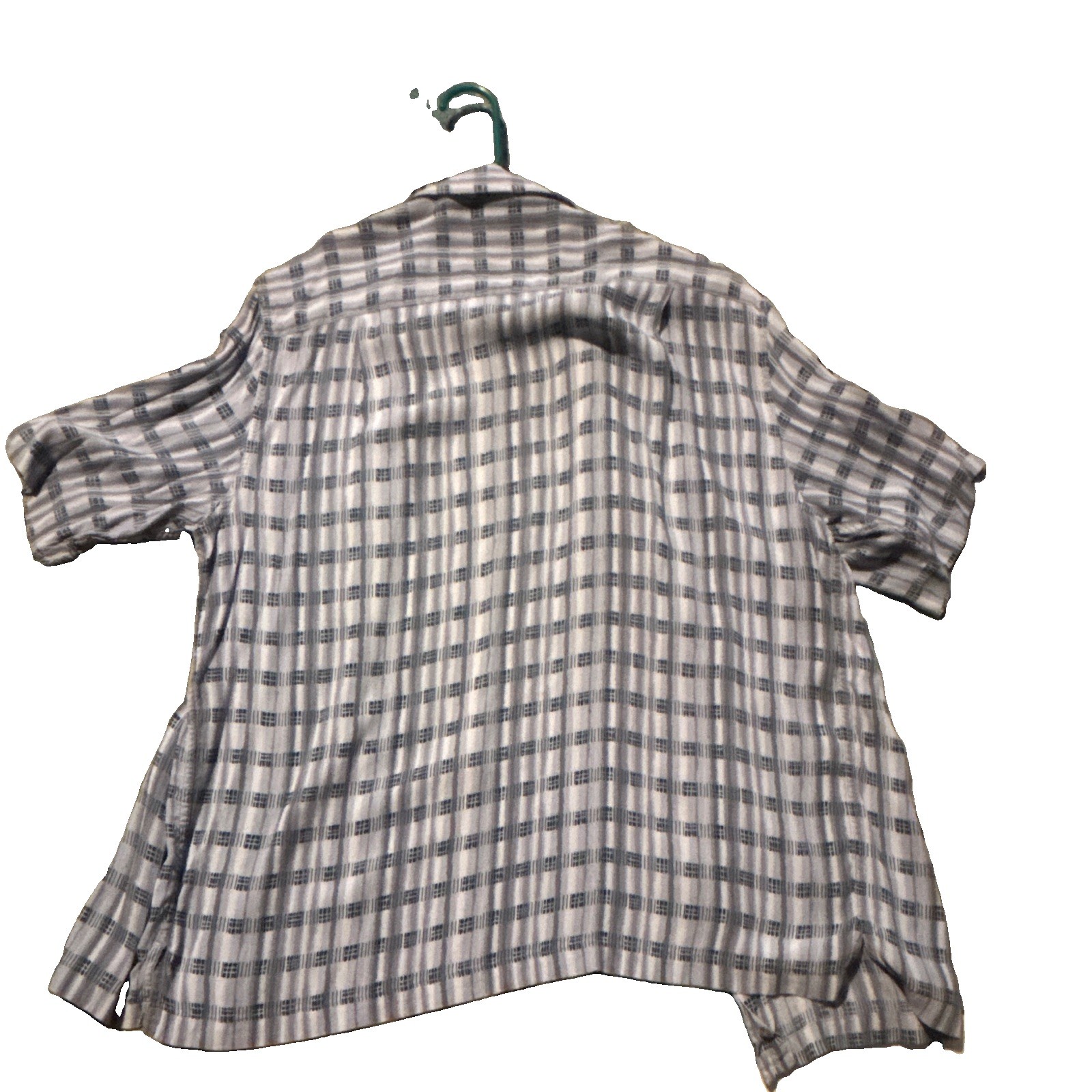Claiborne Men’s Gray White Plaid Woven Cotton Button-Up Long Sleeve Shirt S