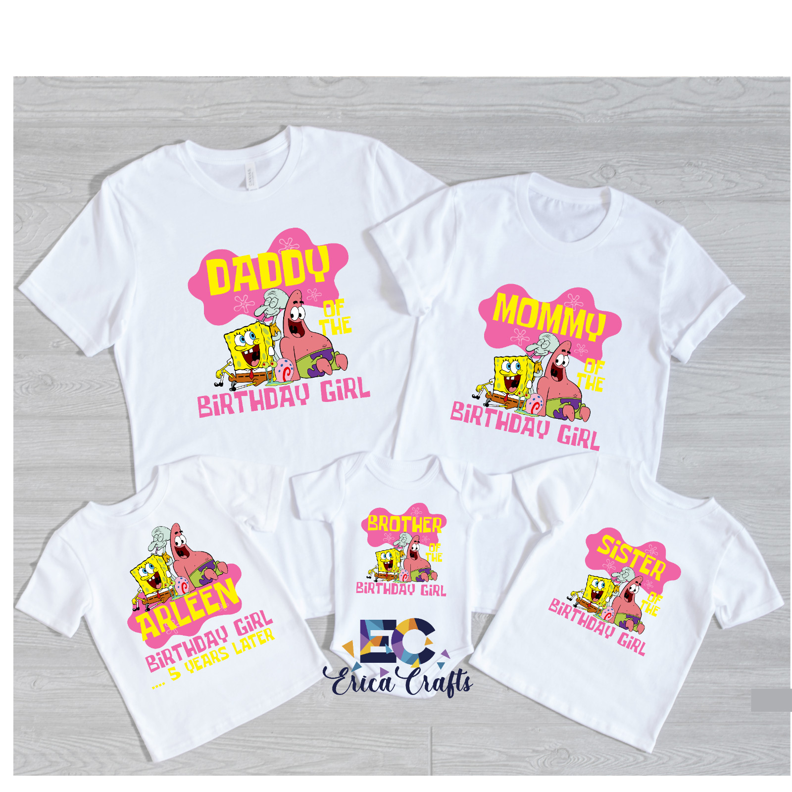 Spongebob Girl Personalized Birthday Shirt, Personalized Family Spongebob Girl