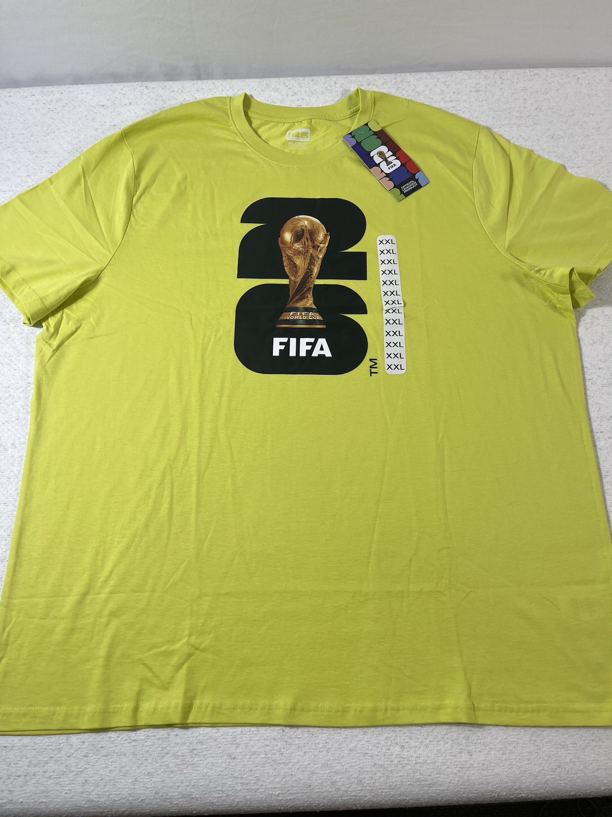 FIFA Men’s Yellow World Cup Trophy Graphic Logo T-Shirt Short Sleeve XXL SKU#308