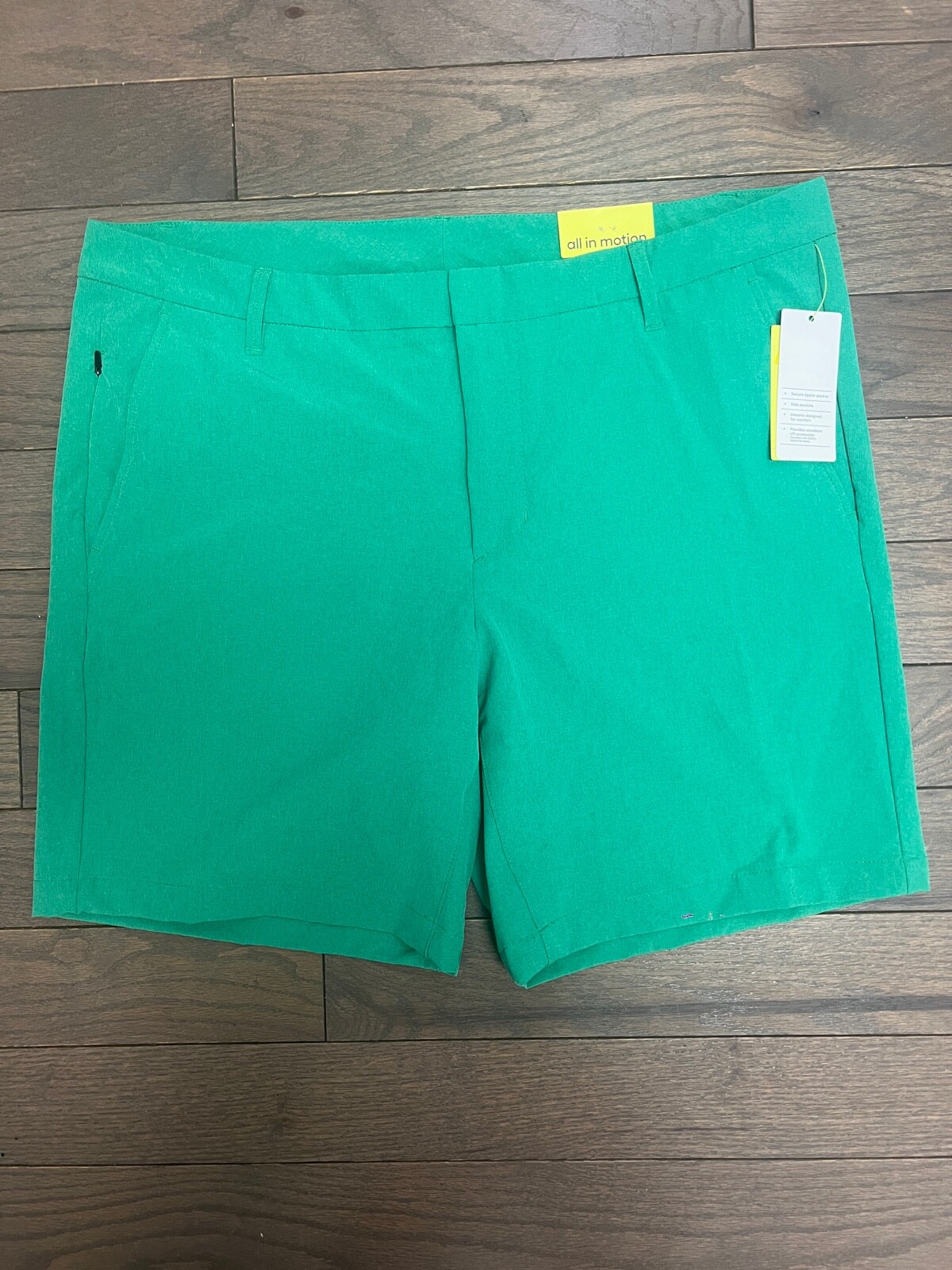 ALL IN ONE MENS QUICK DRY HEATHER GREEEN GOLF SHORTS SMALL,MEDIUM AND XL