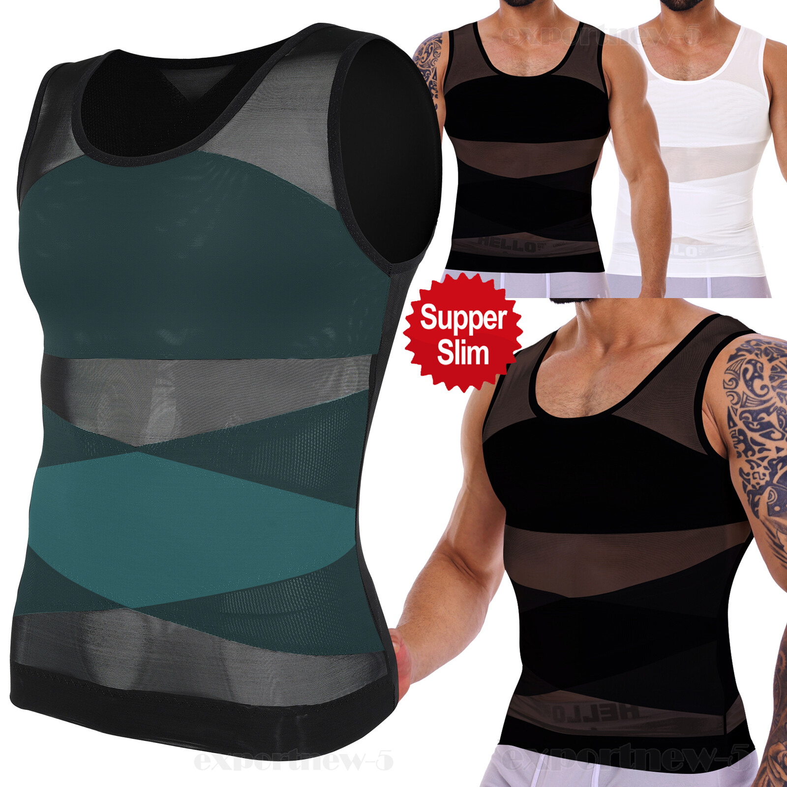 Fajas Hombres Chaleco adelgazante Camisa de compresión Tanque Ginecomastia Moobs