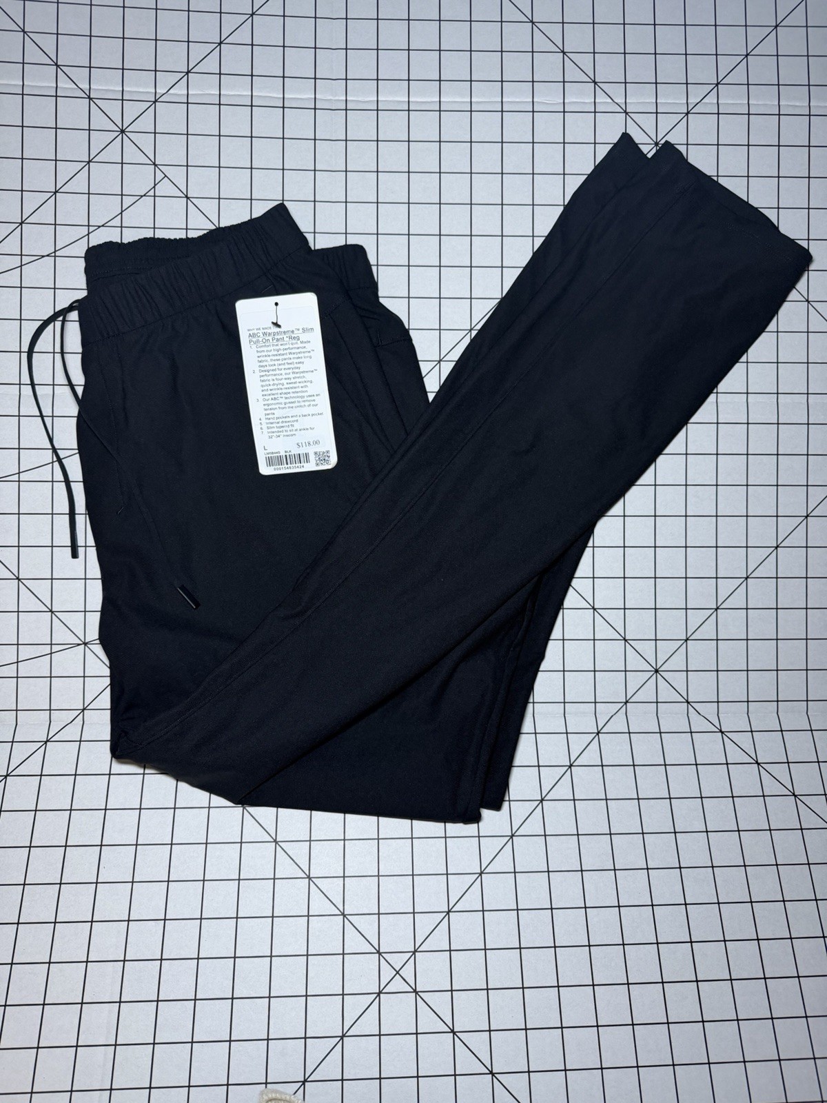 Lululemon ABC Pull-On Pant Warpstreme Mens Size LargeBlack