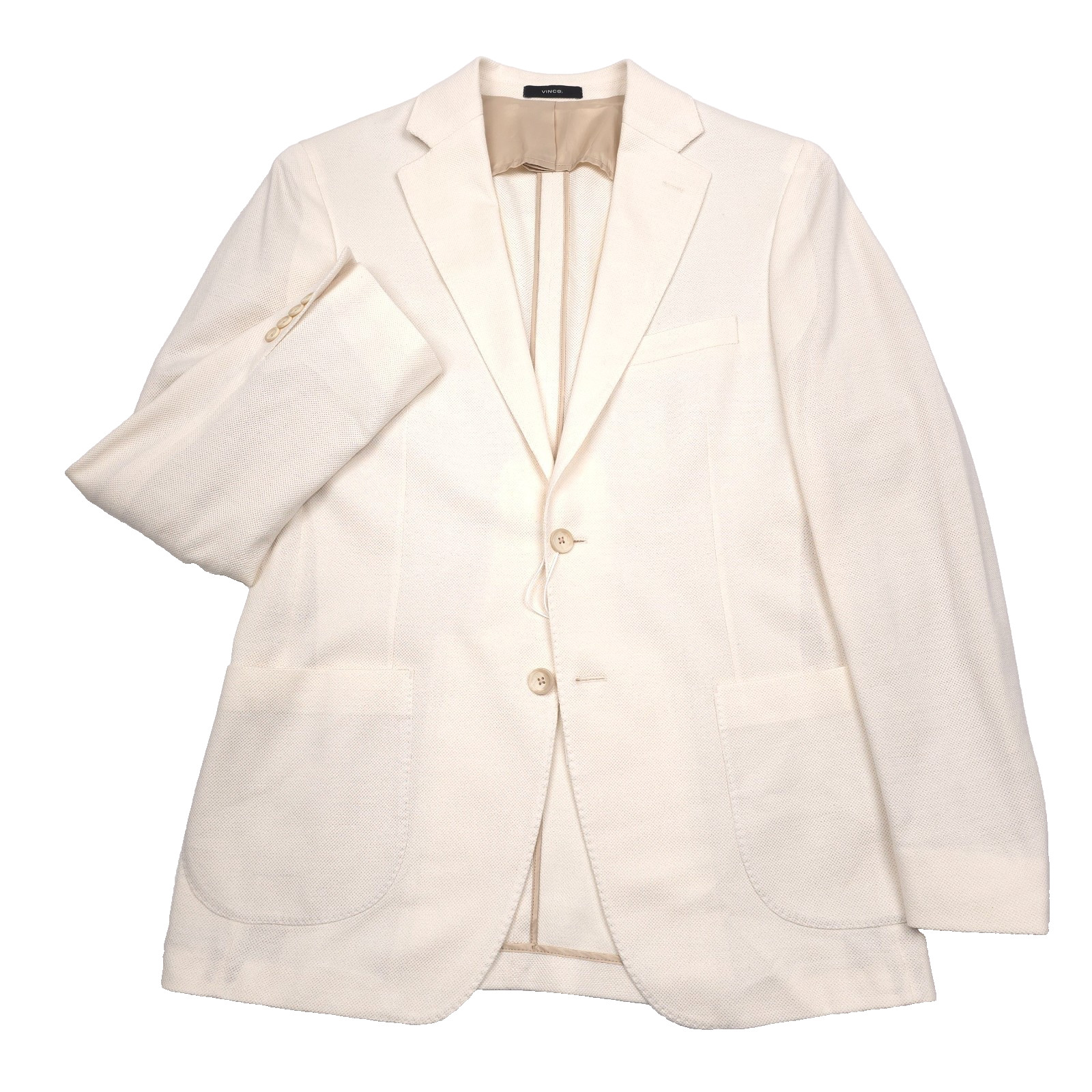 Vince Sport Coat Mens 42R Slim Cream Cotton & Silk Pique Jersey Blazer Jacket