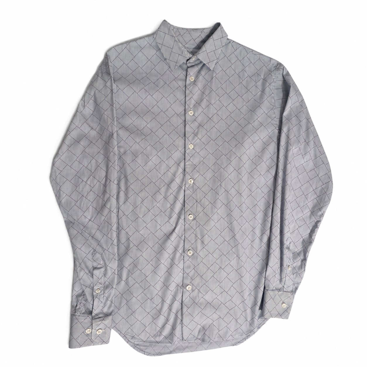 Giorgio Armani Made in Italy Men’s Dress Shirt 16 41 Blue Geometric Cotton