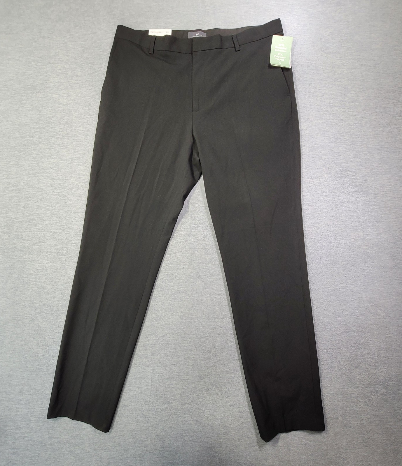 H&M Pants Mens 36×32 Black Slim Fit Stretch Tapered Leg Classic NWT