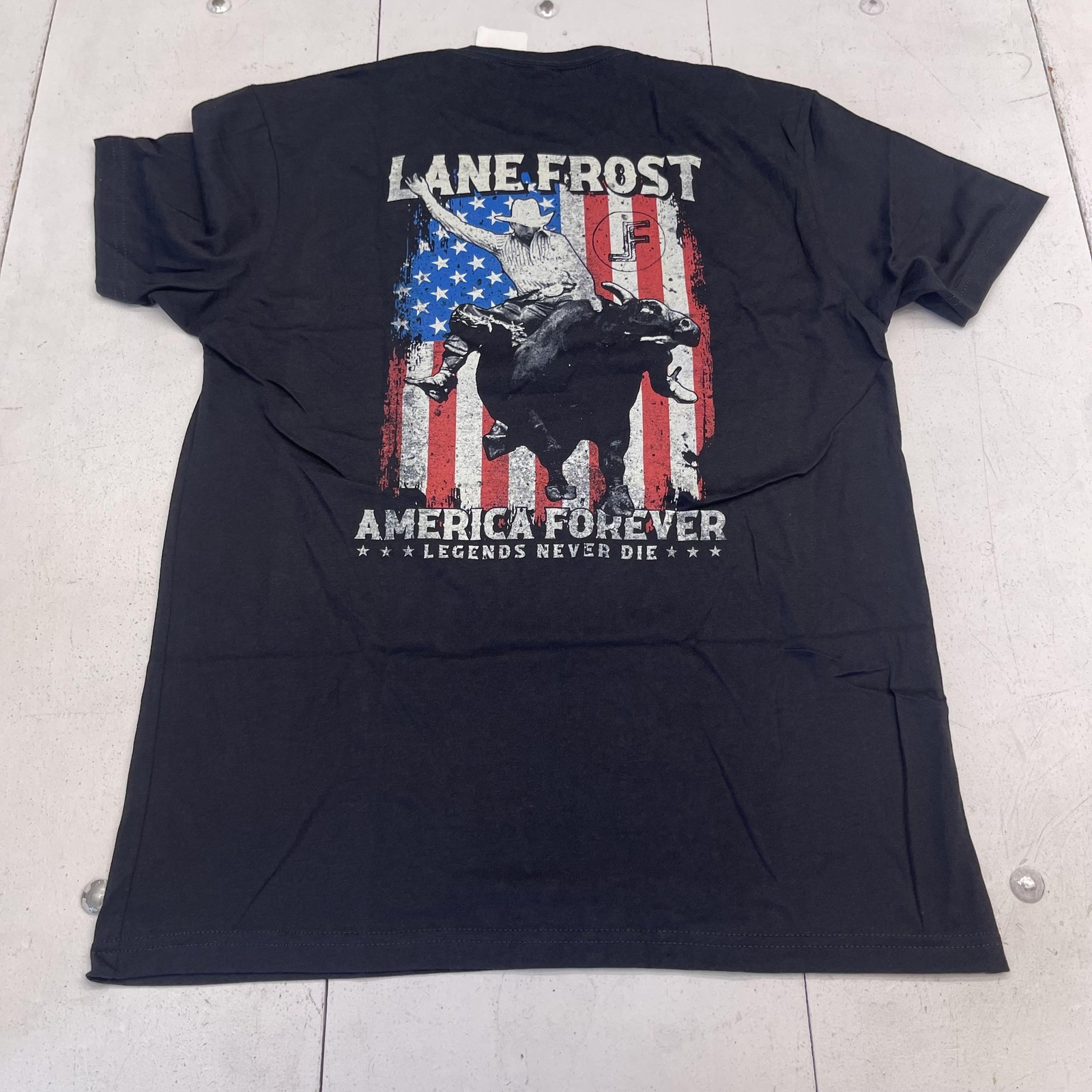 Lane Frost Shirt Mens Large Black America Forever Bull Rider Graphic Tee