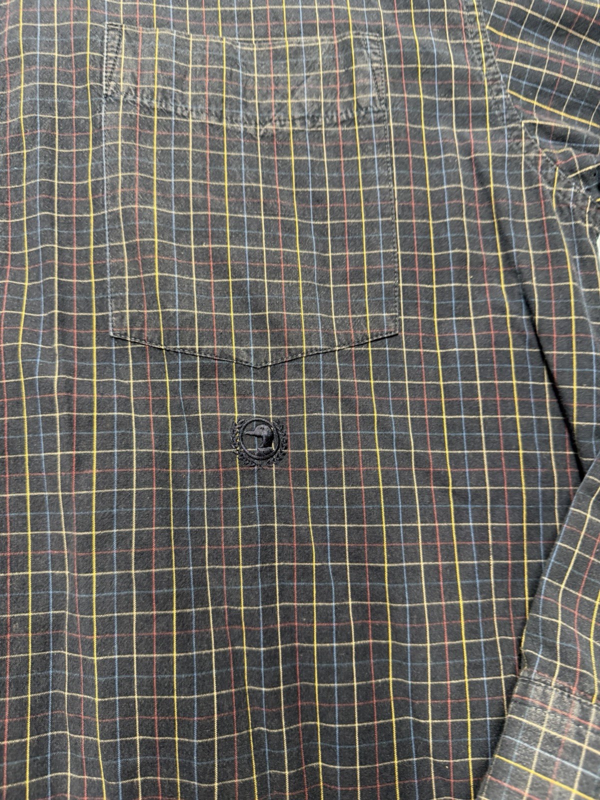Duck Head Men’s L Blue Plaid Woven Cotton Button-Down Long Sleeve Pocket Shirt