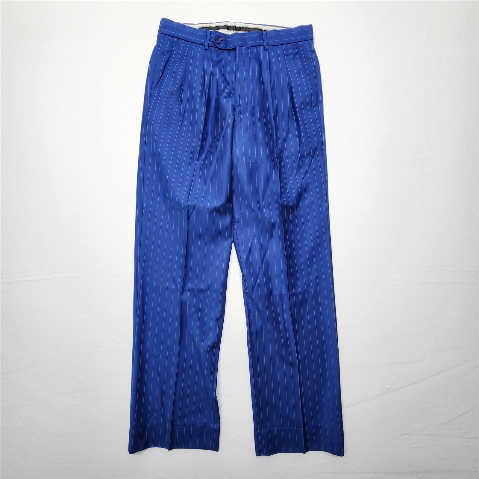 Soprano 38R 32×32 Blue Pinstripe 3 Piece Vest Mens Jacket Pants Suit