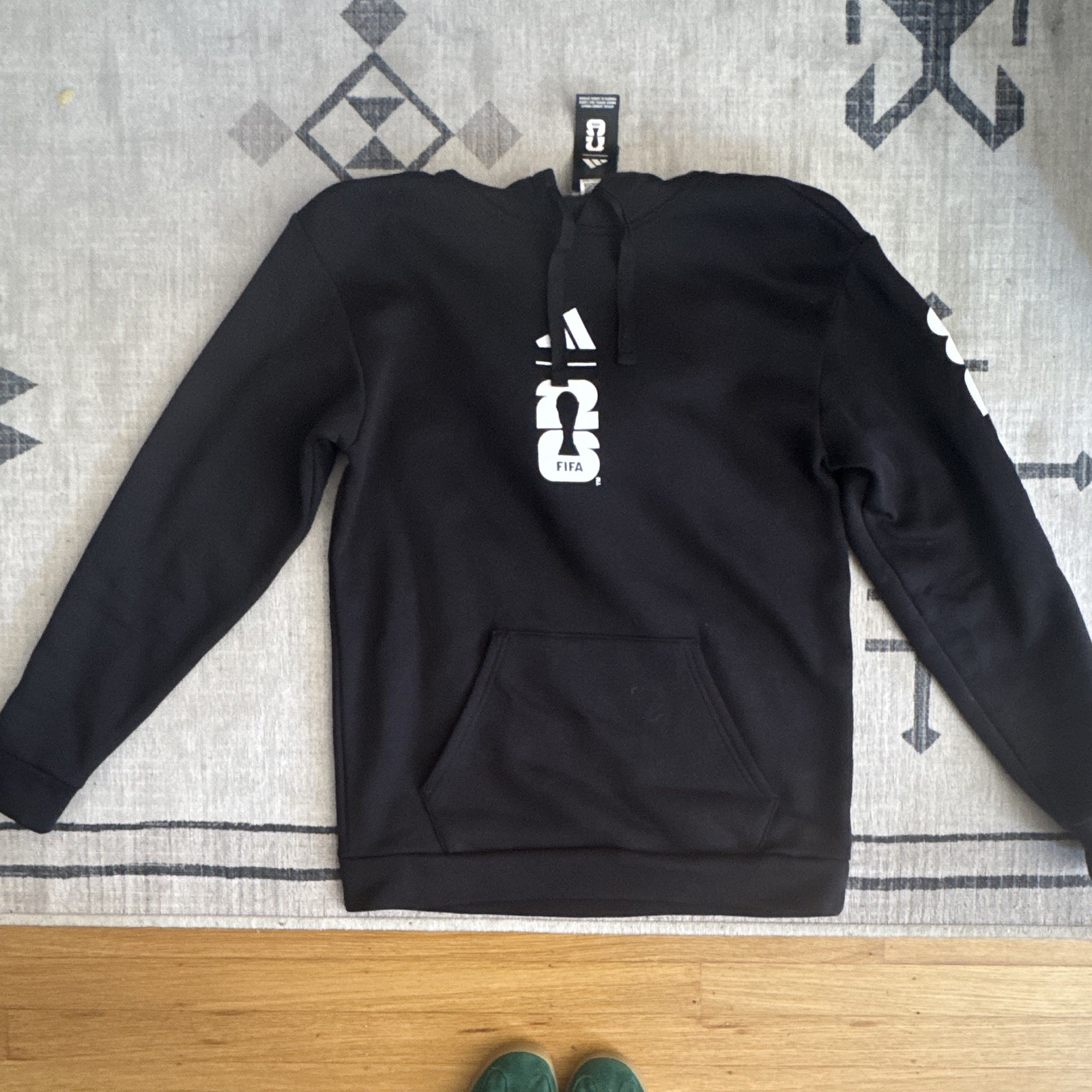 adidas FIFA World Cup 26 CAN MEX USA Black Pullover Hoodie S Fleece Cotton