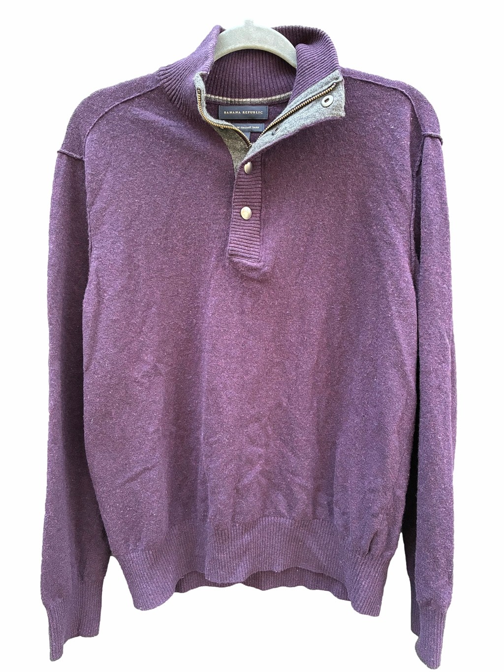 Men’s Banana Republic Zip Up Sweater Size L Purple Grey