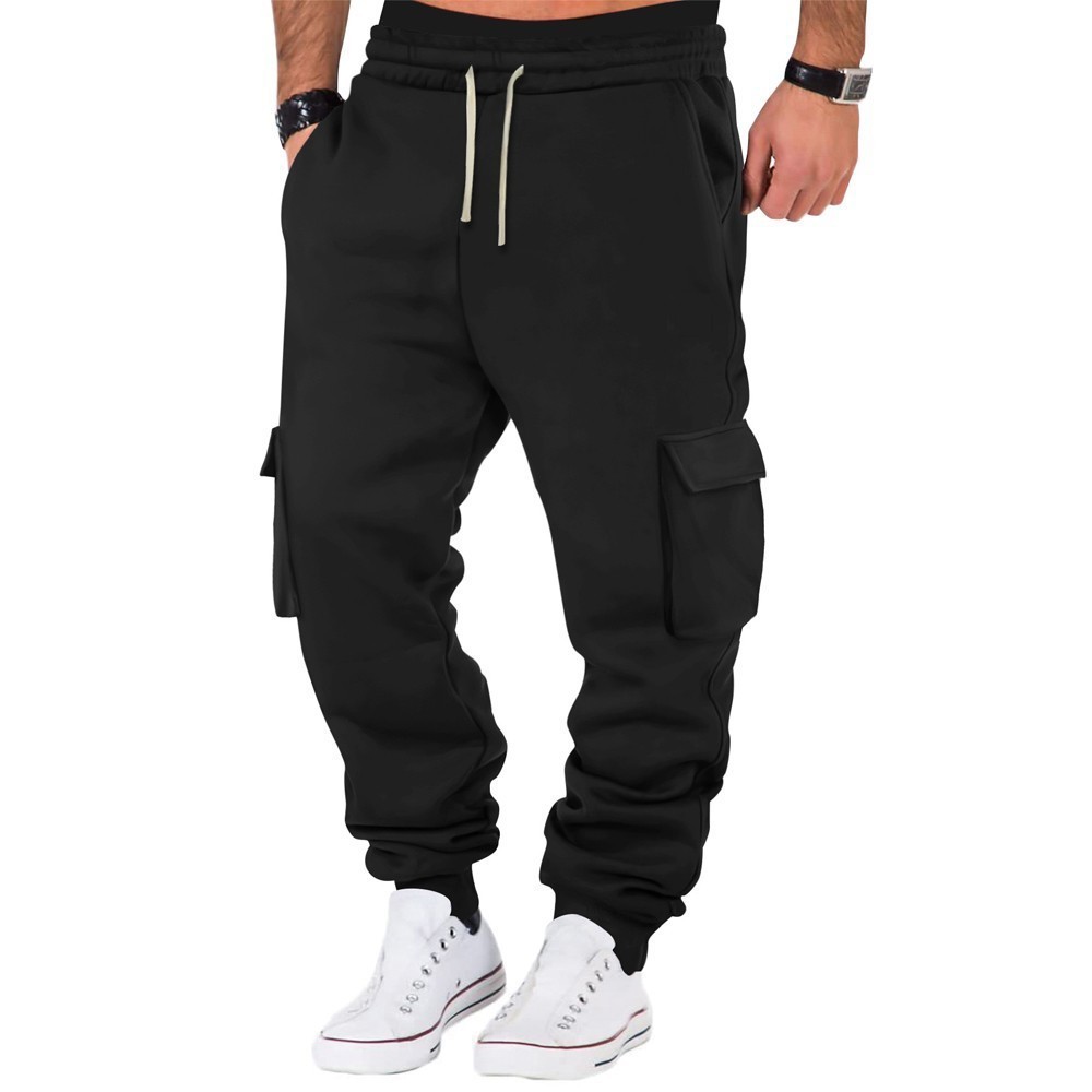 Men’s Winter Warm Activewear Cargo Track Pants Fleece Layer Joggers Sweatpants