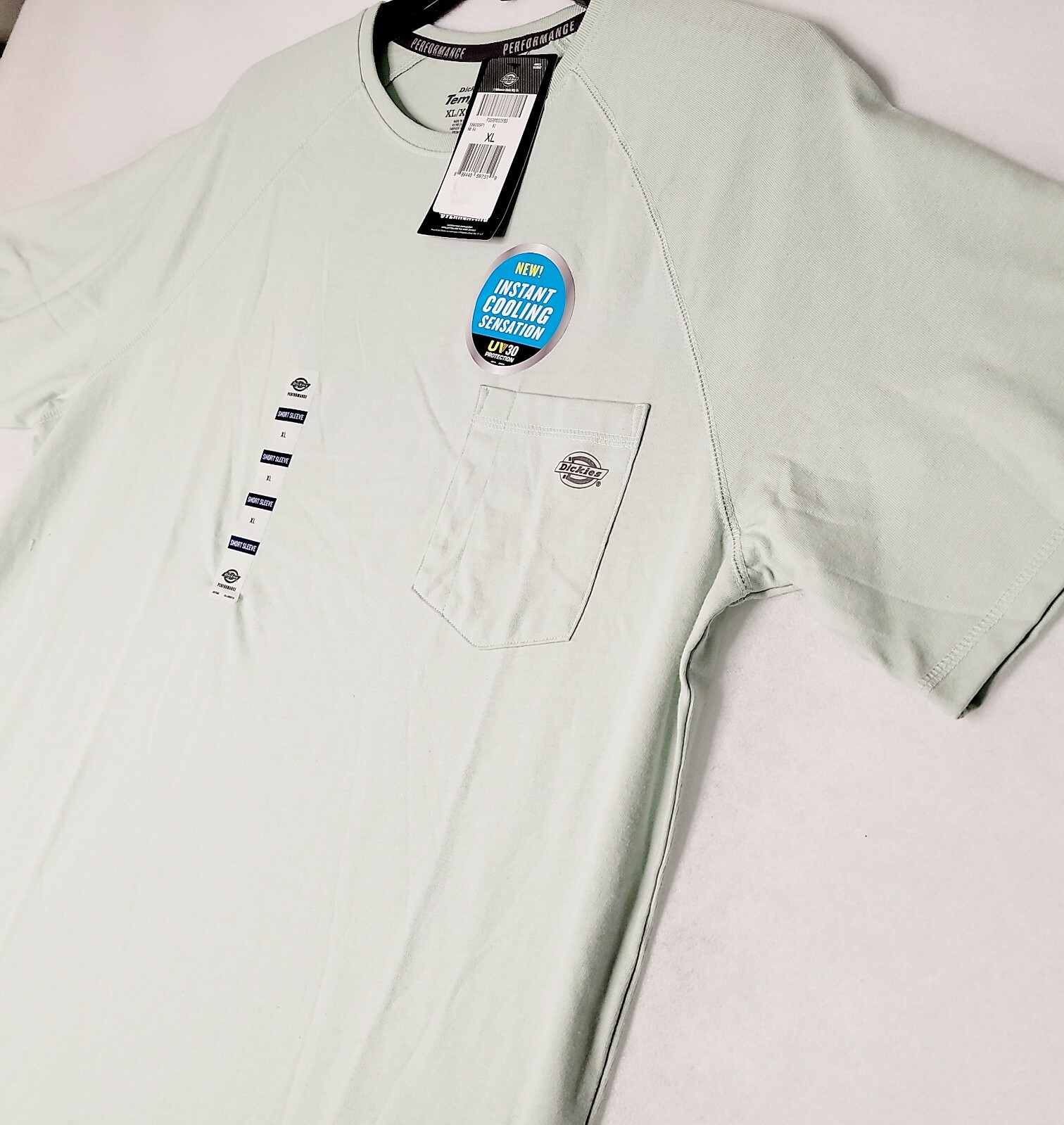 DICKIES Fast Dry Shirt MENS 2XL XXL Green Outdoor UV 30 Cooling Fitness Fish NWT