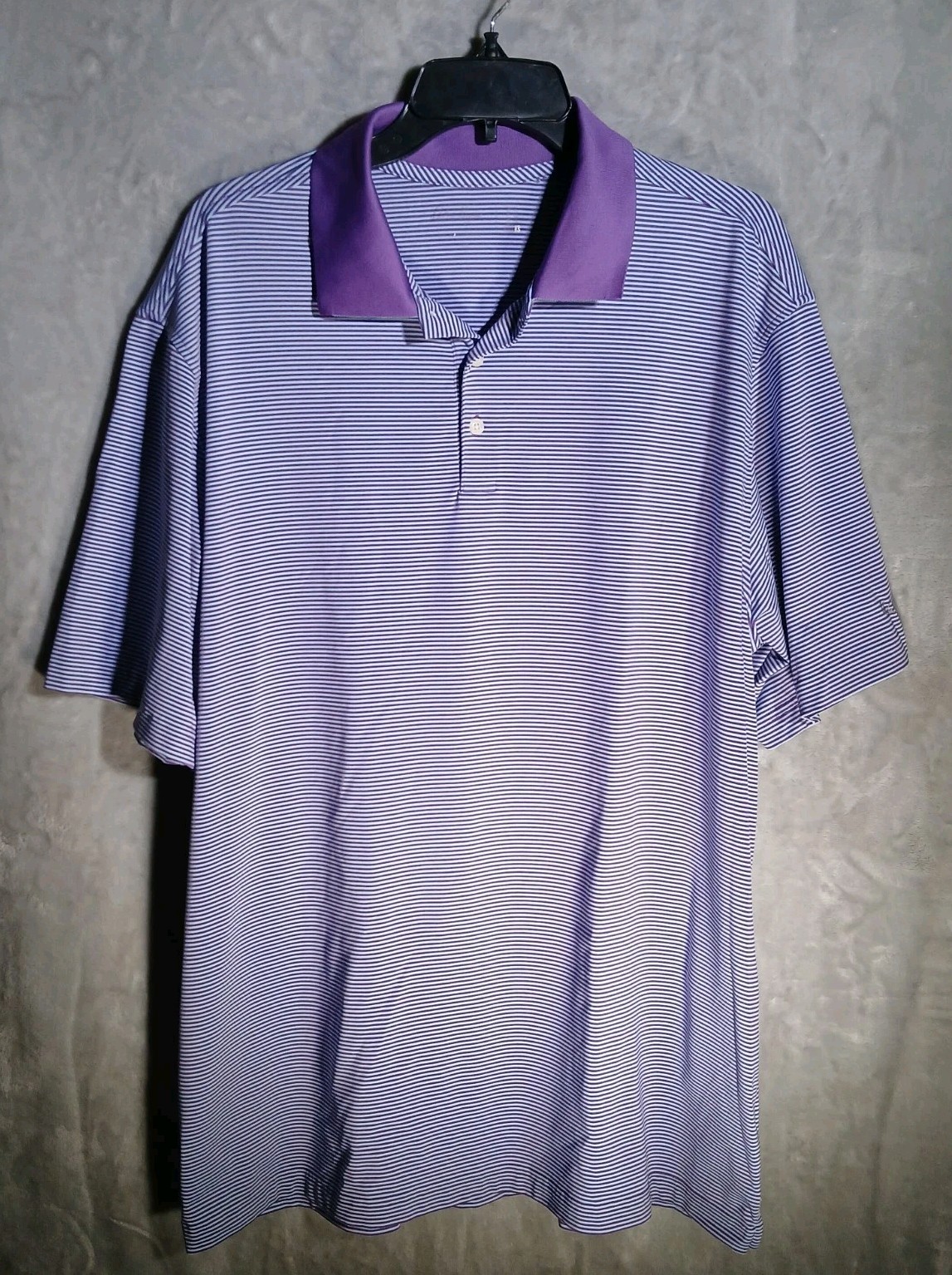 Walter Hagen Mens Golf Polo 2XL Purple Striped Stretch Short Sleeve