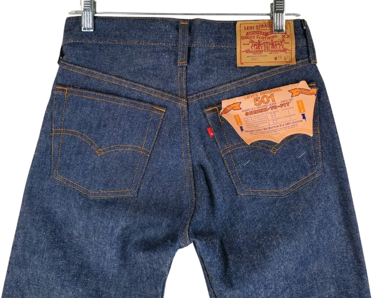 Levis 501 Blue Jeans Shrink to Fit Men 28×34 (29×33.5) Vtg USA ‘85 Deadstock NWT