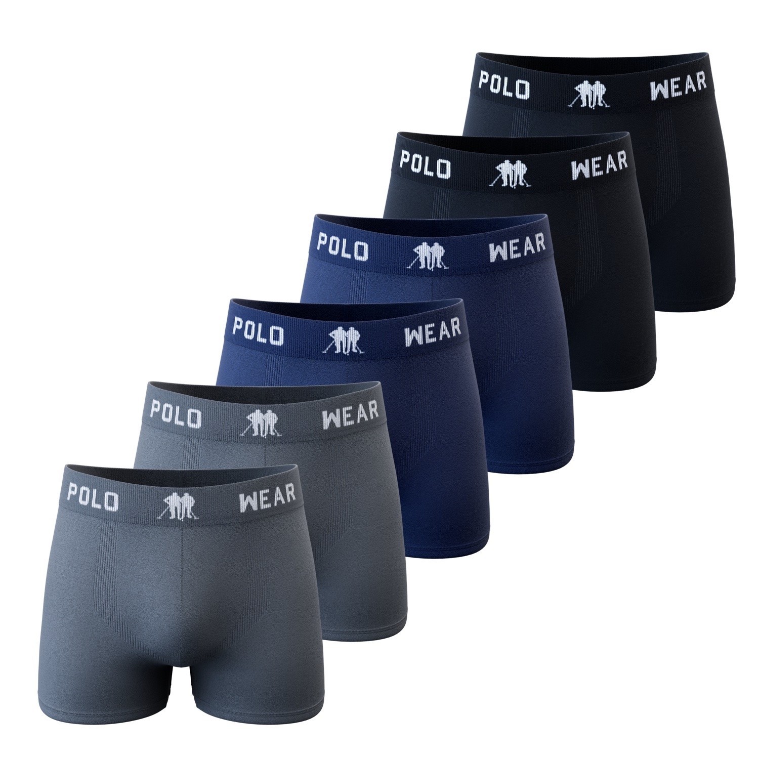 Polo Wear Men’s Underwear 6 Pack Seamless Boxer Briefs, Comfortable Stretch Fit