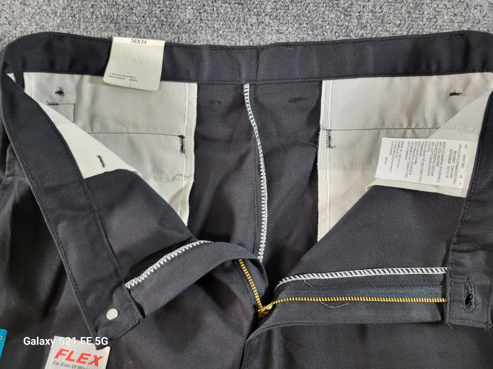 Dickies Relaxed Fit Flex Work Pants Mens 36×34 Black Straight Leg Poly/Cotton
