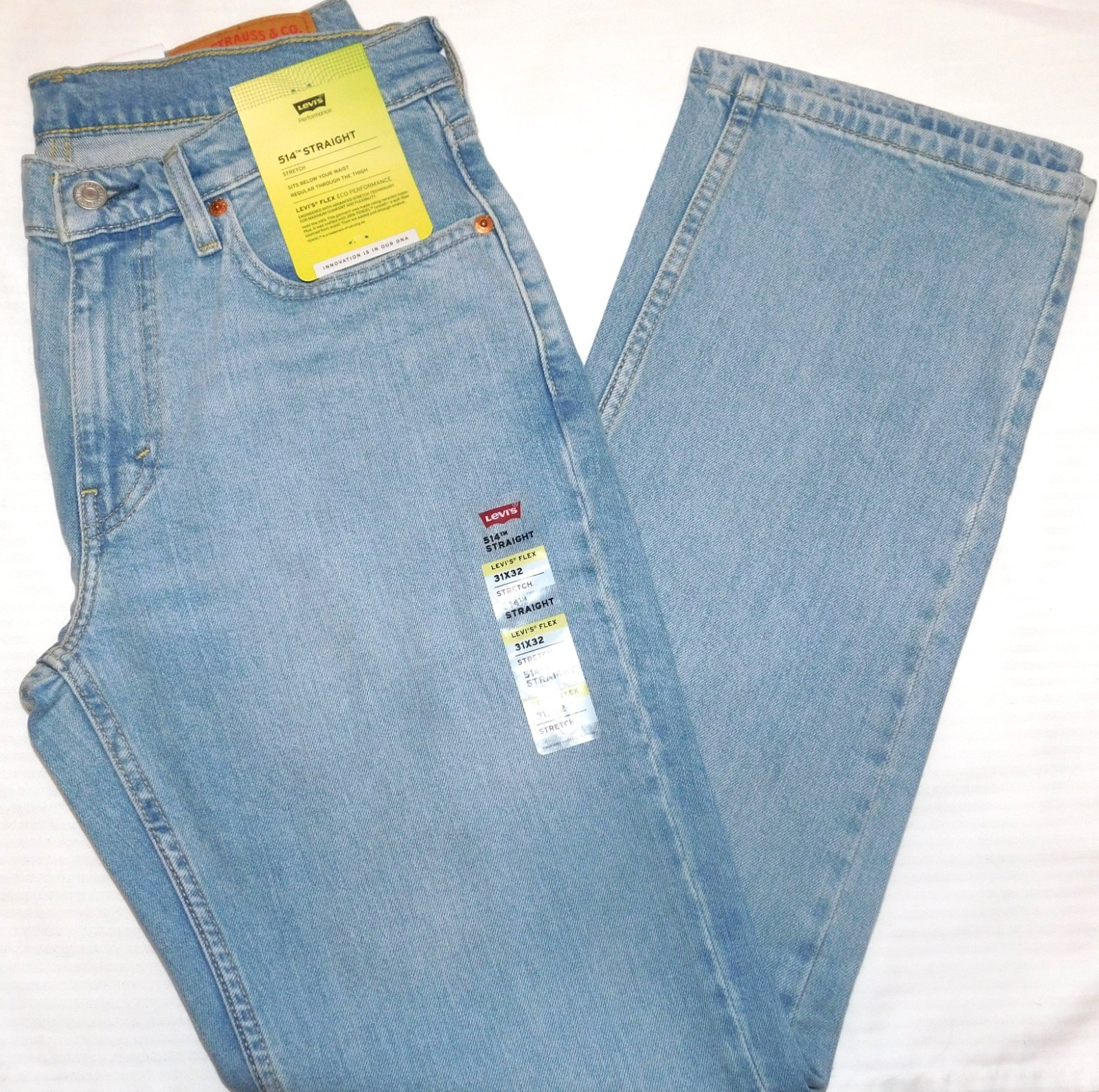 LEVIS 514 Straight Fit Jeans Stretch Sits Below Waist Flex Thornback Adv Lt Blue