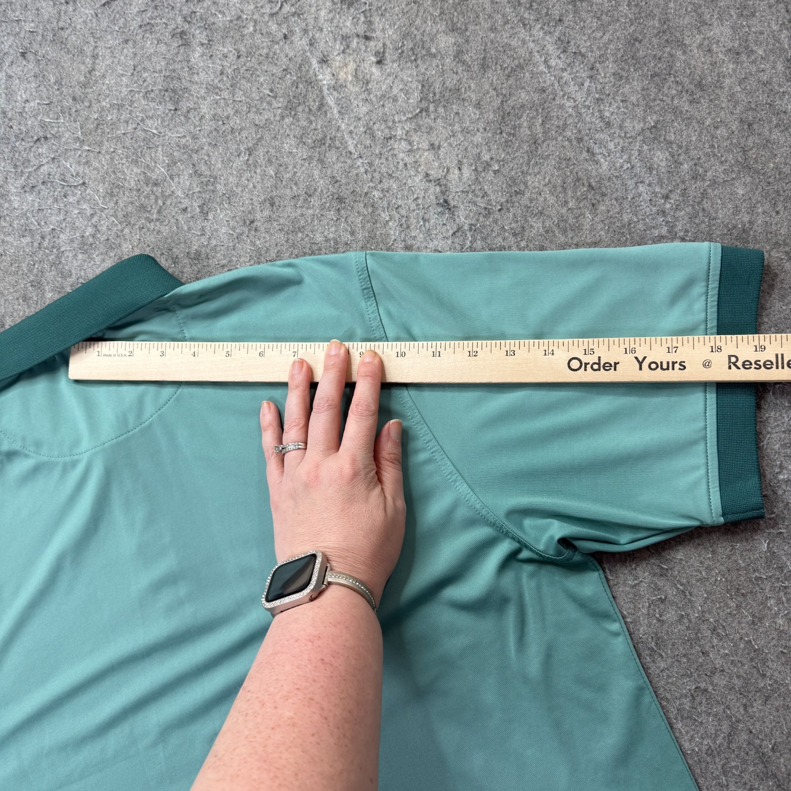 Bad Birdie Polo Shirt Men L Seafoam Green Teal Contrasting Trim Stretch