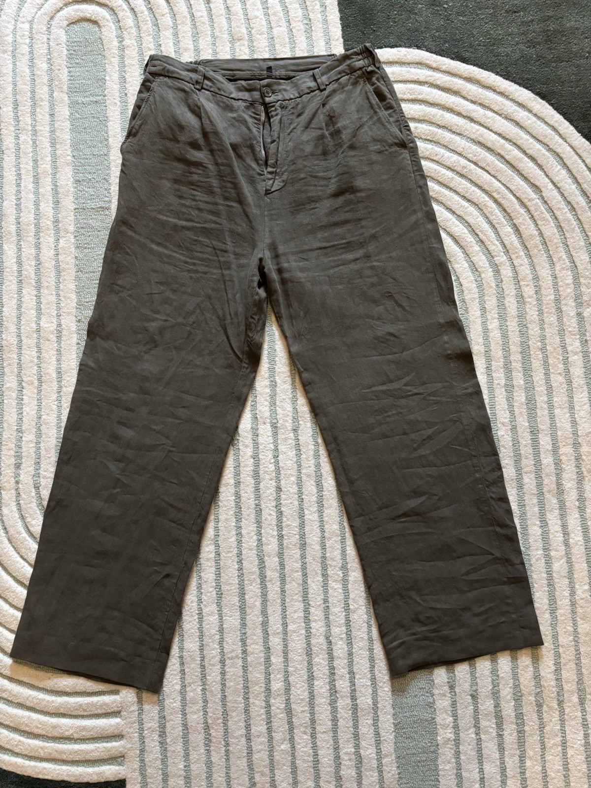 3sixteen – Pleated Trouser Olive Linen – Men’s US L
