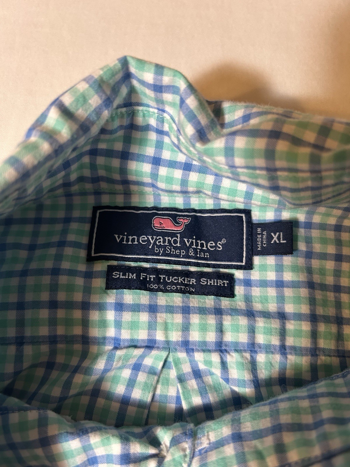 Vineyard Vines Men’s Slim Fit Long Sleeve Tucker Shirt Blue/Green Plaid Size XL