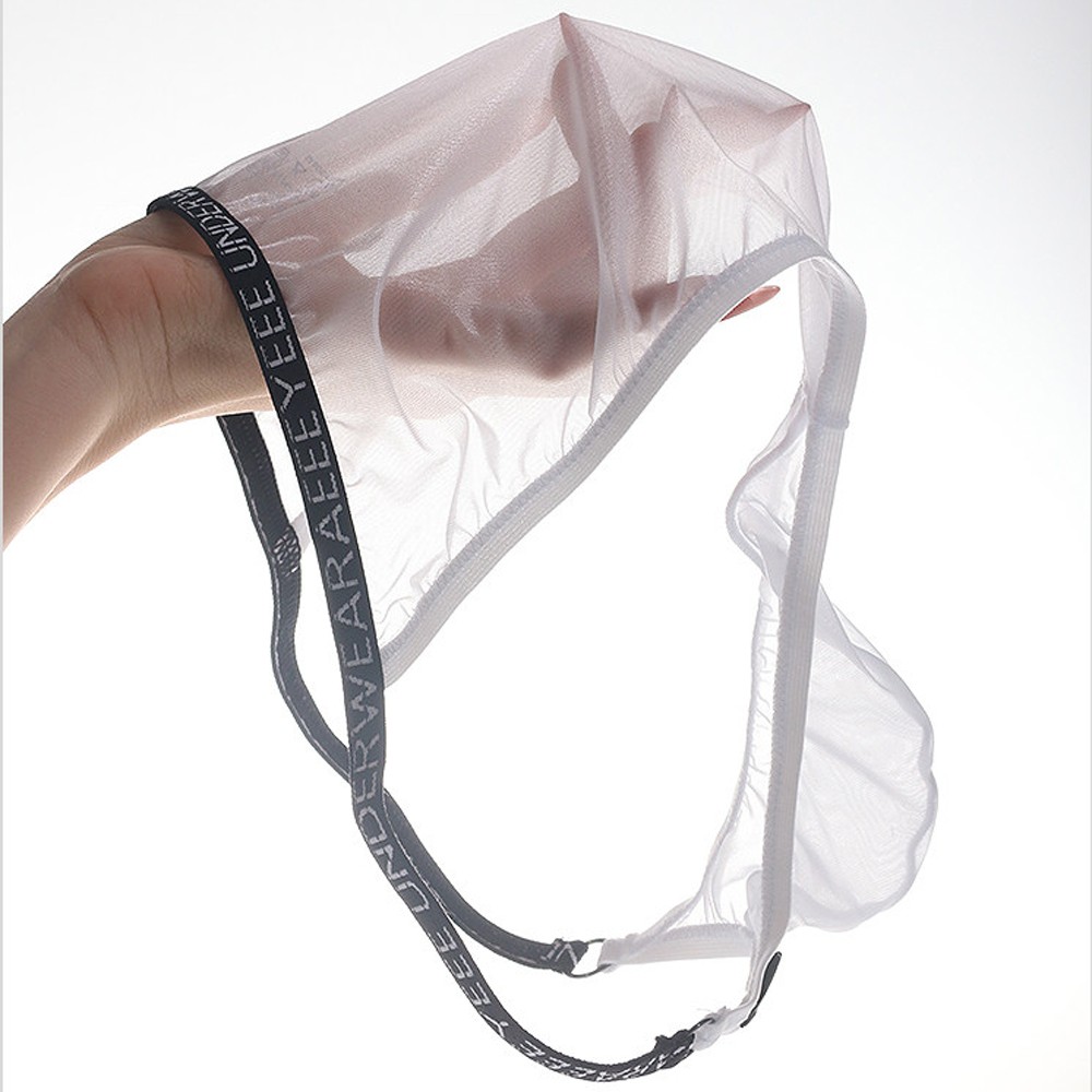 Men Sexy Ice Silk Transparent Underwear Low-rise Panties Breathable Pouch Briefs
