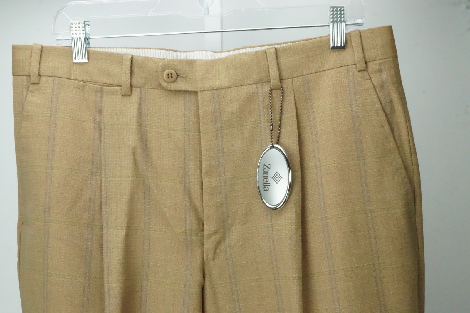 Zanella Sartoriale Chris Brown Blue Plaid Wool Mens Pants Trousers Sz 52 EU NEW
