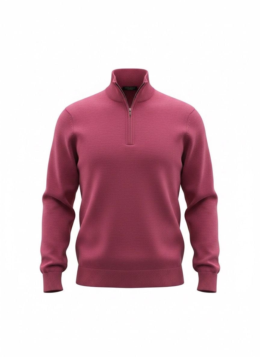 Fairway & Greene Italian Merino Wool 1/4 Zip Sweater Men Large Pnk Golf Pullover