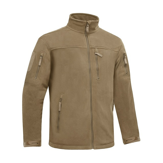 Men’s Tactical Fleece Jacket Full-Zip Windproof Coat Outdoor Hiking Work Casual