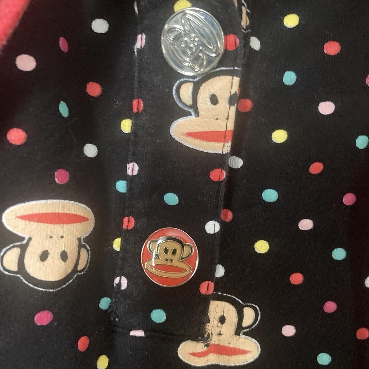 Y2K Paul Frank x Jerry Leigh Ears Hoodie Julius Monkey Rainbow & Dots RARE XS