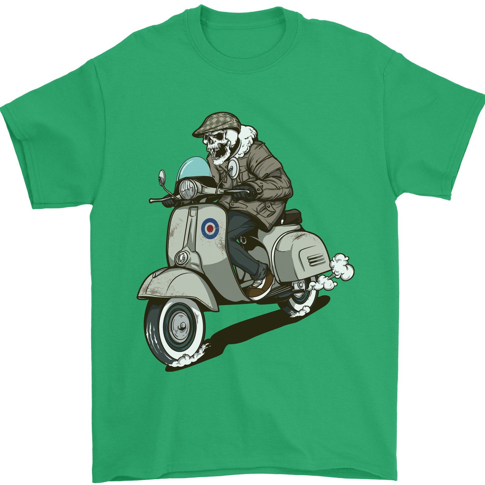 Scooter Skull Motorcycle Biker MOD Mens T-Shirt 100% Cotton