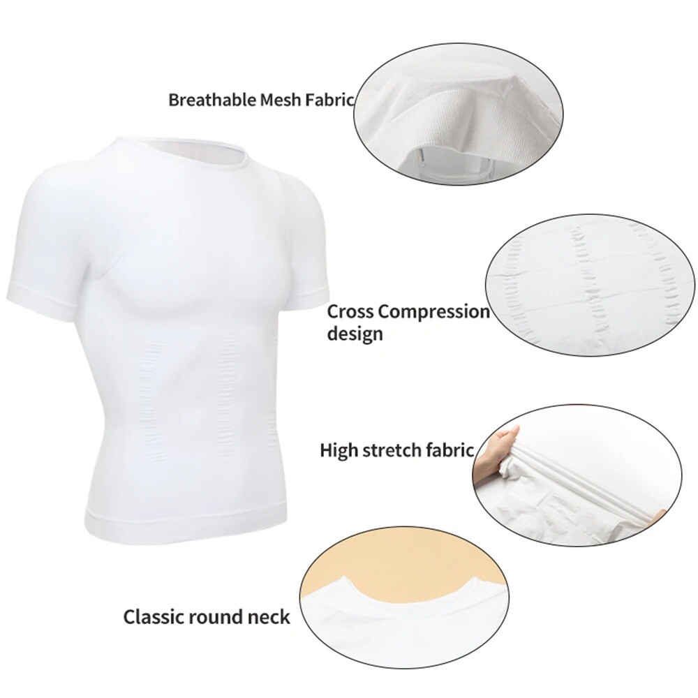 Mens Compression Undershirt Slimming Tank Top Workout Vest Abdomen Body Shaper