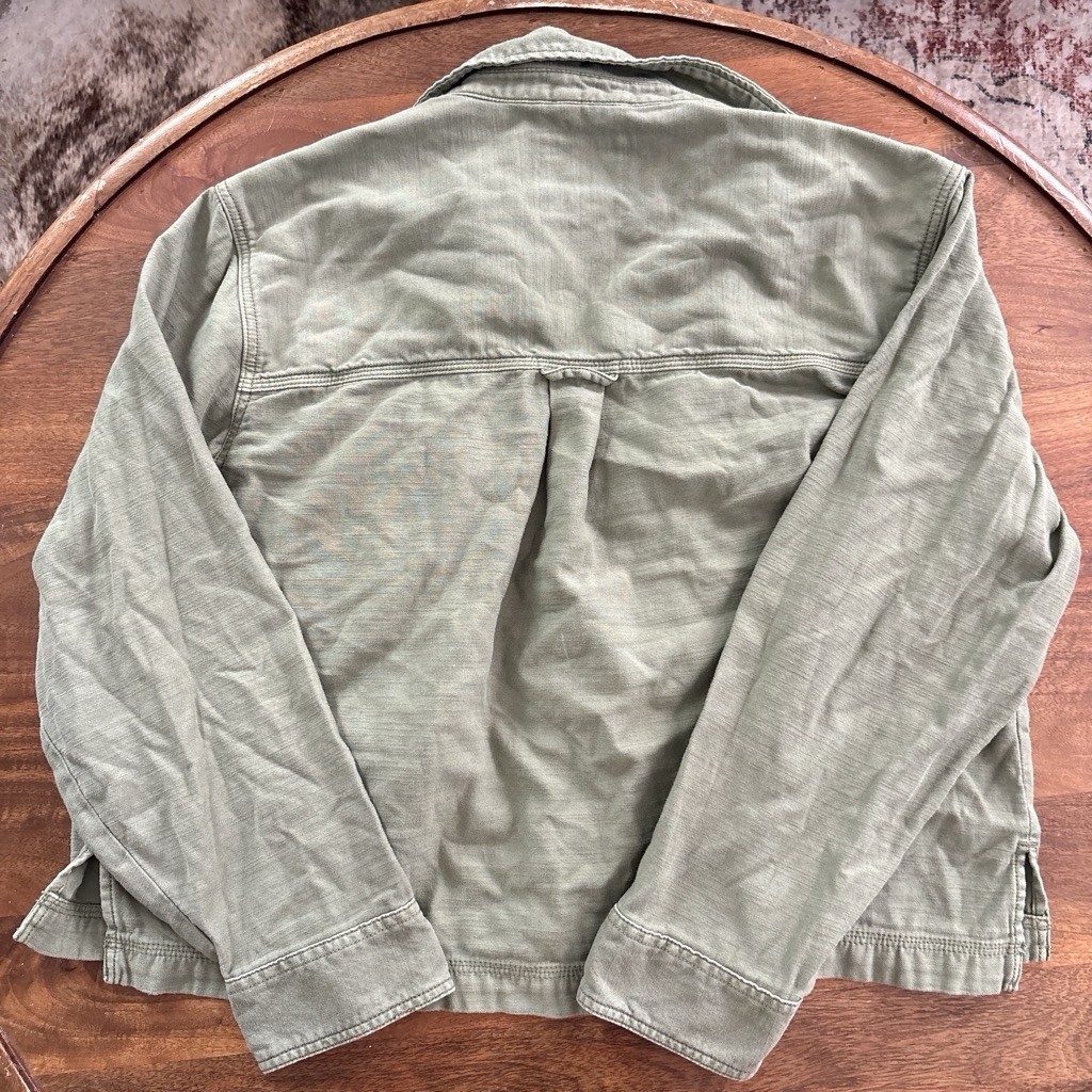 American Eagle Men’s Green Button Front Jacket L Pockets Collared Short