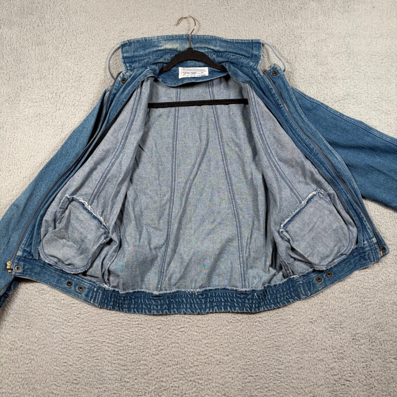 Vtg 90s Sears Boyz Denim Jacket XL 18-20 Blue Zip Up Jean Trucker Bomber Grunge
