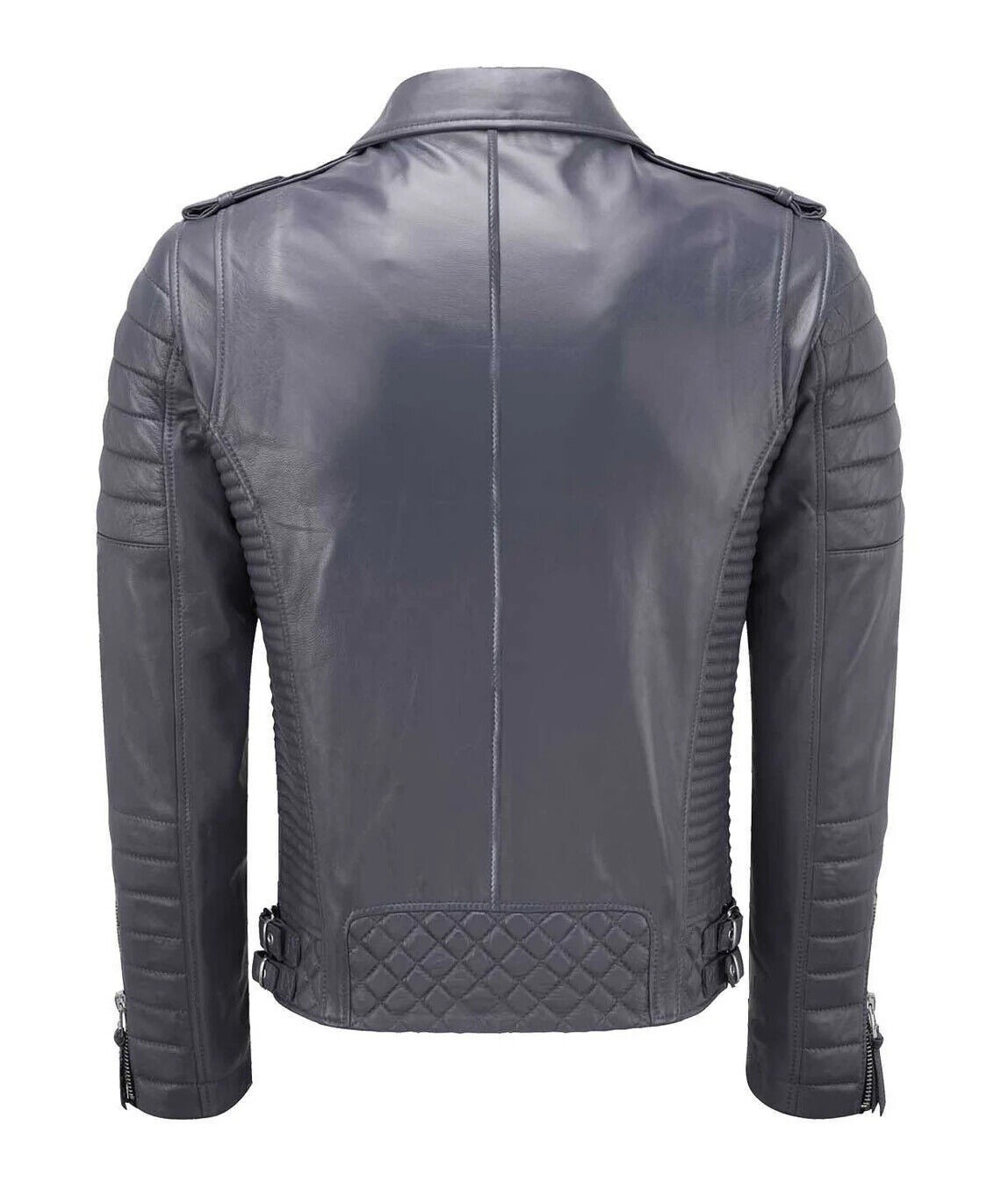 Men’s Genuine Lambskin Leather Jacket Designer Biker Motorcycle Handmade Jacket