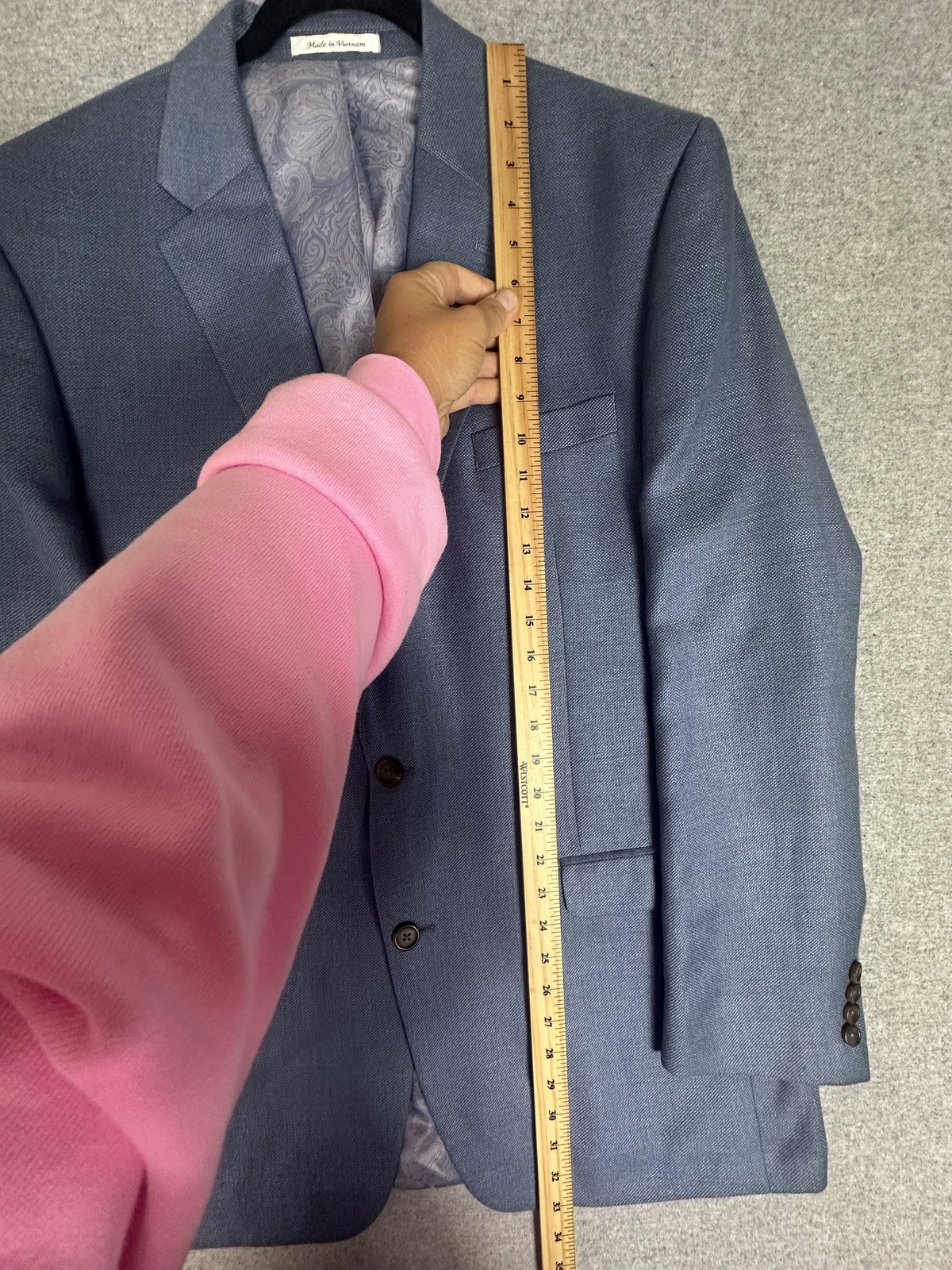 Chaps Blazer Mens 44L Blue Two Button Notch Lapel Paisley Lined Sport Coat Vent