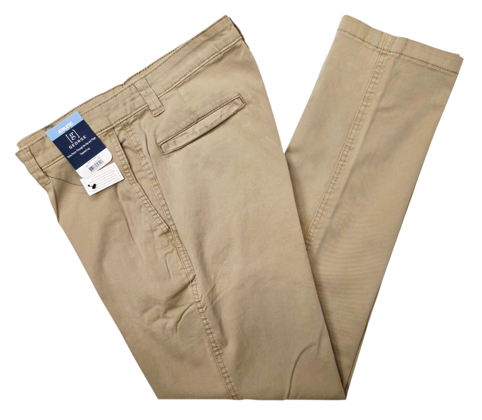George #11897 NEW Men’s Beige Athletic Fit Stretch Tapered Leg Chino Pants