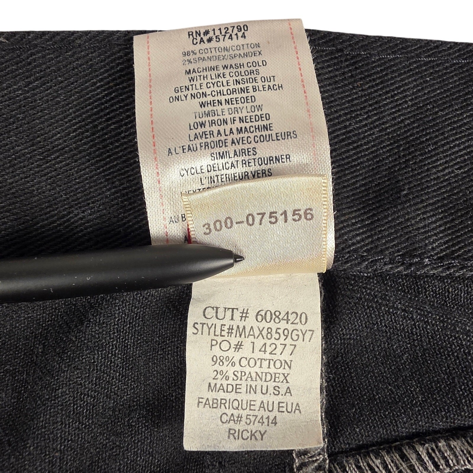True Religion Ricky Super T Jeans 36×32 Wounded Fox Black Red Stitch USA