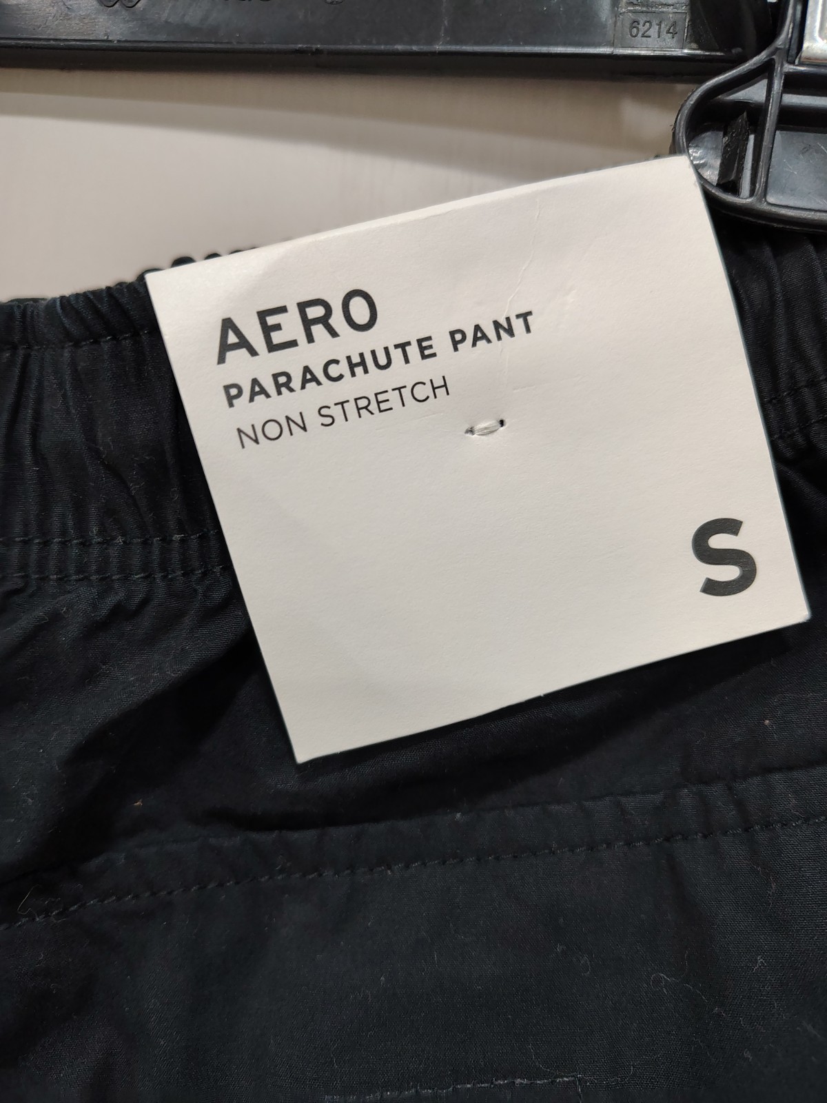 AERO Men’s Black Parachute Cargo Pants Size S Elastic Waist Drawstring